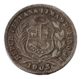 Moneda Peru 1/2 Dinero 1903 Plata 0.900 ( P59 (Usado)