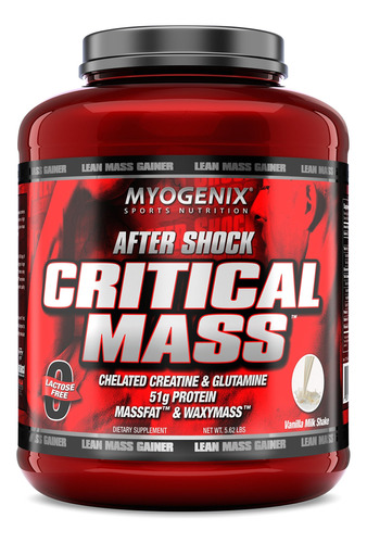 Myogenix Aftershock Masa Crtica Milkshake 5.62libras, Vainil