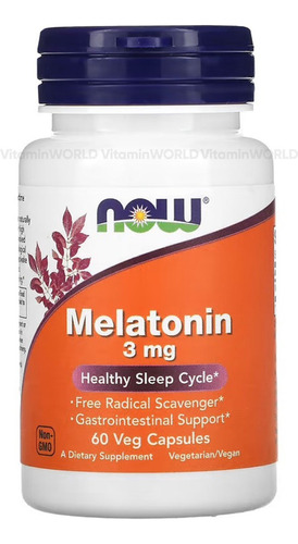 Now Foods Melatonina 3mg 60caps Sabor Sin sabor