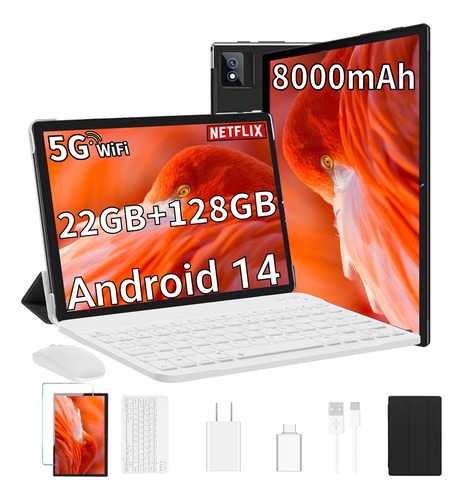 Tablet 10.1 22gb+128gb 8core Android 14 Con Teclado Raton 5g