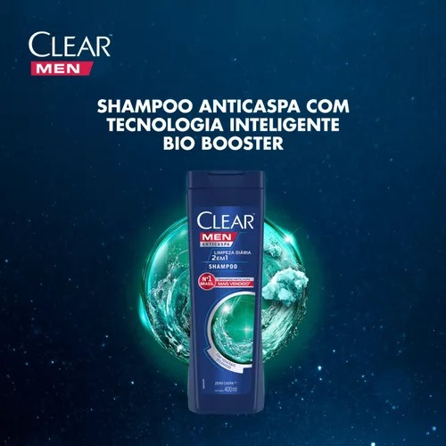 Shampoo Anticaspa Clear Limpeza Diária 2 Em 1 Men 400ml