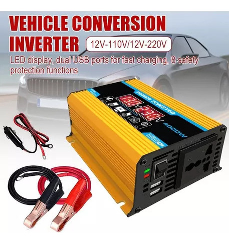 Nuevo Inversor De Coche Con 2 Salidas 12v-220v 4000w