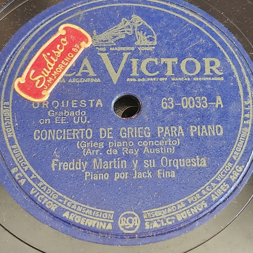 Pasta Freddy Martin Su Orq Jack Fina Piano Rca Victor C556