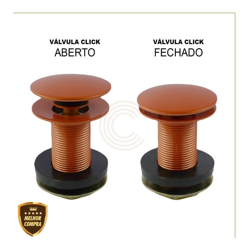 Válvula Click Up Inteligente Pia Cuba Bronze 7/8 Aço Inox