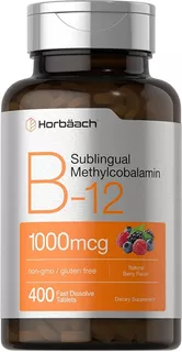 B12 Sublingual Metilcobalamina 1000mcg Horbaach 400 Tabletas