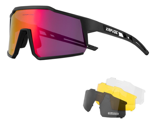 Kapvoe - Gafas De Ciclismo Polarizadas Con 4 Lentes Interca.