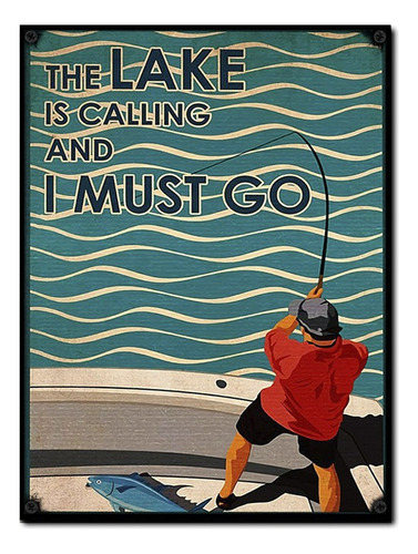 #1491 - Cuadro Decorativo Vintage Pesca Rio Mar Caña Poster