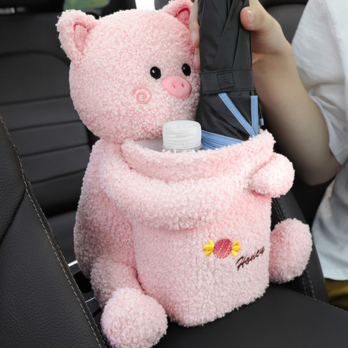 Para Coche Bote De Basura Juguete De Peluche Lindo Cerdito