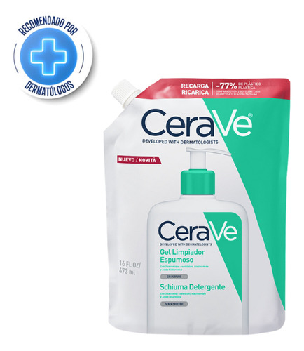 Cerave Gel Limpiador Espumoso Piel Normal Grasa Refill 473ml