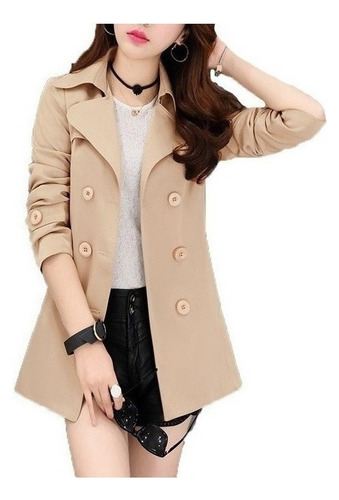 Abrigo Largo Mujer Gabardina Oversize De Doble Botonadura