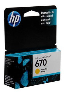 Hp Cartucho De Tinta Original 670 Amarillo