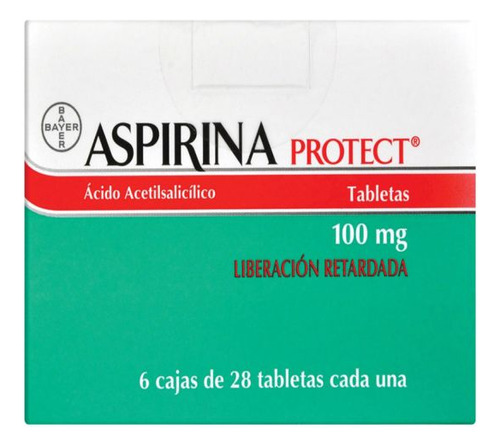 Aspirina Protect 100 Mg 6 Cajas De 28 Tabletas