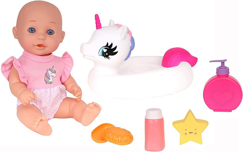 Gi Ir La Hora Del Bao Mueca Bebe Con 12 Floatie Unicorn...