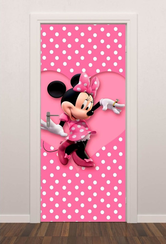 Adesivo Decorativo De Porta Minnie Mouse Quarto Sala