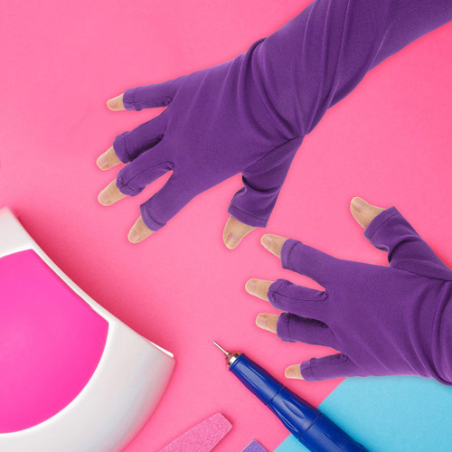 1 Par De Guantes De Manicura Con Protección Uv Para Uñas Res