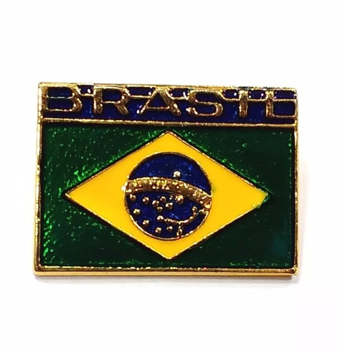 Kit 50 Pim Bótom Broche Bandeira Do Brasil 26mm Folheado