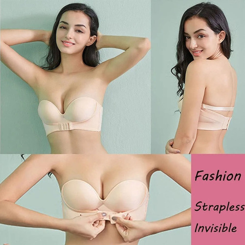 Brasier Invisible Push Up Strapless Bracier De Mujer Bra