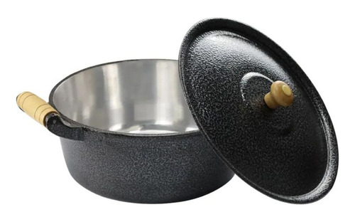 Jogo Caçarolas Alça Madeira Alumínio Craqueado 20 E 22cm