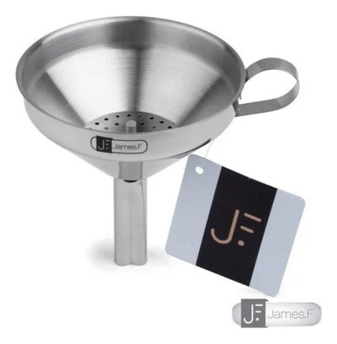 Funil De Aço Inox Com Peneira James.f 10,5cm