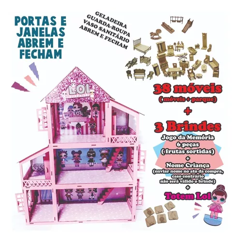 Casa Casinha Para Boneca Polly +38 Mini Móveis Mdf Madeira em