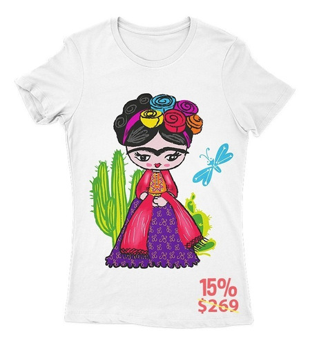 Imagen 1 de 4 de Playera Frida Kahlo Cactus