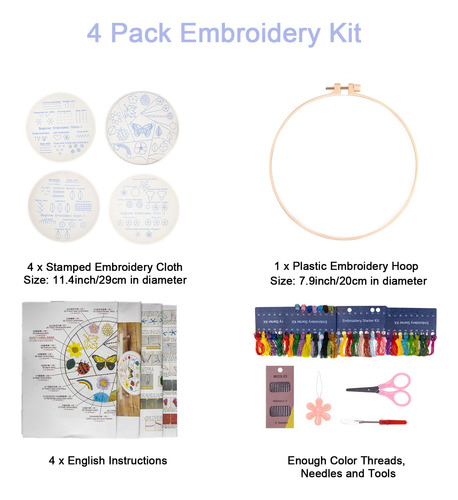 Kit De Bordado Angdarun Para Principiantes Con Tela De Borda