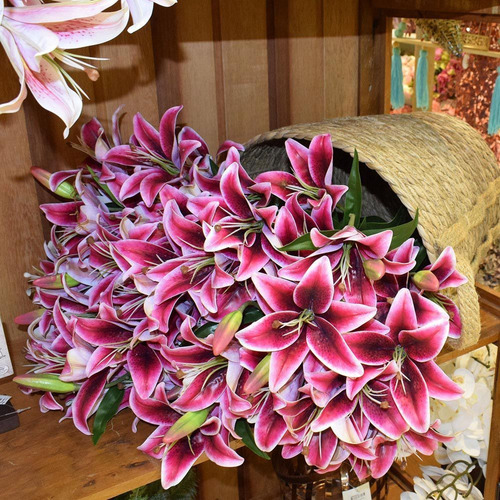 Flores Artificiais Buquê De Lírios Pink Artificial | Frete grátis