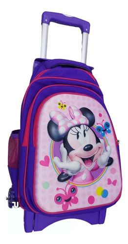 Morral Maleta Bolso Escolar Minie Mouse Grande Con Ruedas