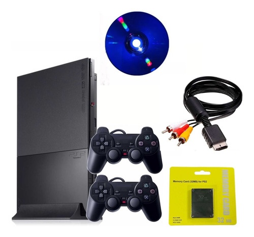 Playstation 2 Slim Completo Com 2 Controles - Leitor 100%! (Recondicionado)