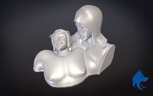 Estatua Bendita De La Virgen María Y Jesús