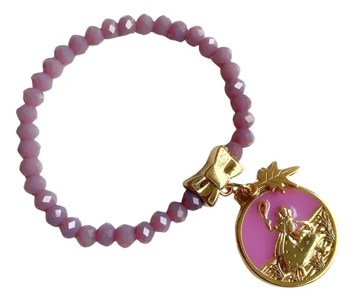 Pulseira Cristais Pingente Orixá Nanã Dourada