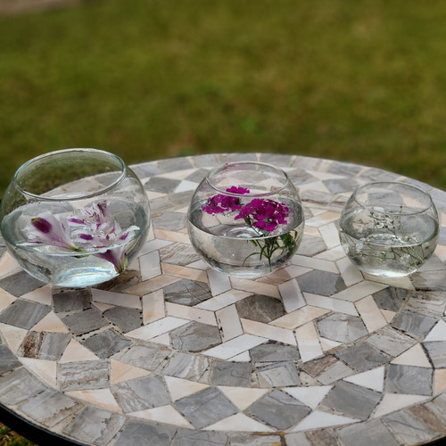 Imagen 5 de 9 de Florero Decorativo De Mesa En Vidrio Esférico Pecera N° 2