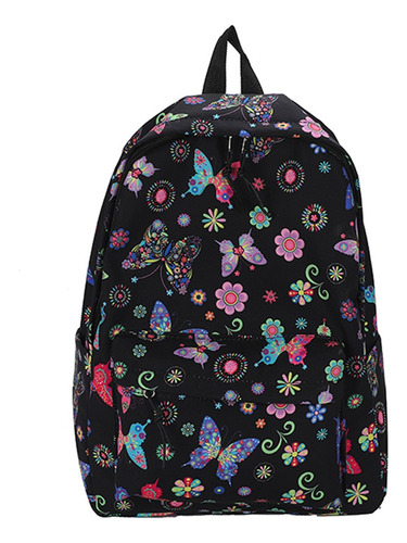 Mochila Escolar Con Estampado Floral De Mariposas For Mujer