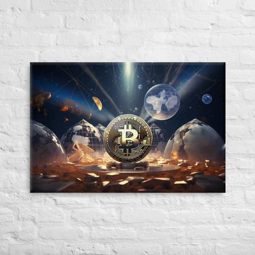 Cuadro Canva Decorativo Cryptomoneda Bitcoin King 85x45 Cm