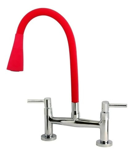 Torneira Misturador Gourmet Flexível Cone Vermelho Mesa 1/4v