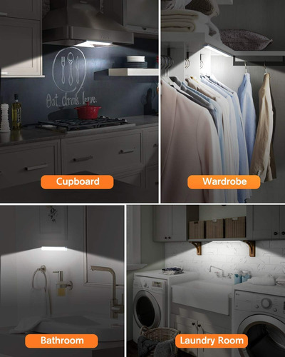 Luz Led Recargable 20cm Con Sensor Armario, Cocina, Escalera