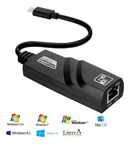 Adaptador Usb-c 3.1 Tipo C Red Lan Rj45 Para Mac Pro/air/ M1