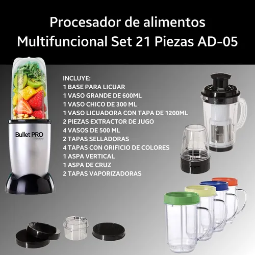 Licuadora Procesador De Alimentos Profesional Bulletpro 21pz