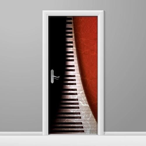 Adesivo Para Porta Música Instrumento Musical Piano Ms-16