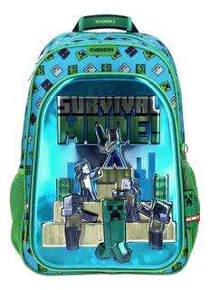 Mochila Escolar Grande Chenson Minecraft Mc65769-9 Sorv Color Azul Acero