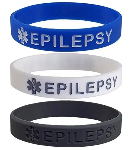 Medicaband/® paquete de 3 Pulsera de silicona con alerta m/édica de epilepsia y convulsi/ón epil/éptica
