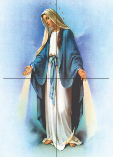 Virgen Milagrosa En Azulejo 40x60cm