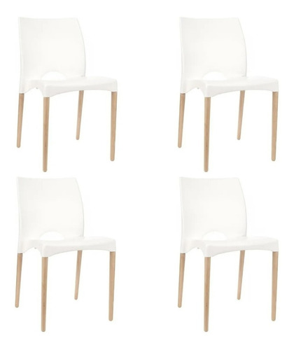 Sillas Cannes Nordicas Patas De Madera X4 Gardenlife Cantidad de sillas por set 4 Color de la estructura de la silla Blanco