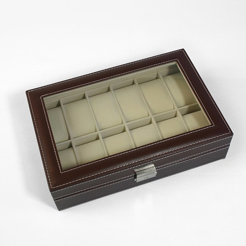 Caja Organizadora Para 12 Relojes.Con Bisagra De Metal