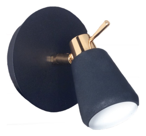 Aplique Pared 1 Luz Moderno Negro Detalles Oro Rd