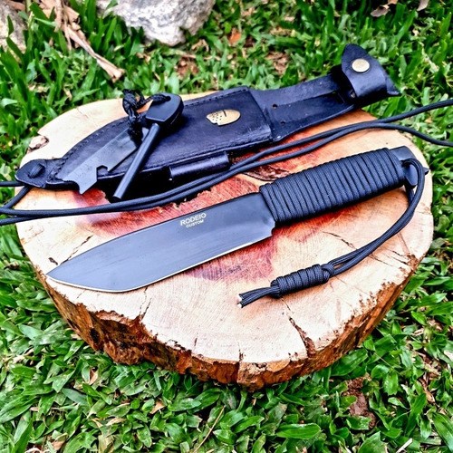 Faca Fr3 Tática Elmo Toda Preta Com Pederneira Edc Bushcraft