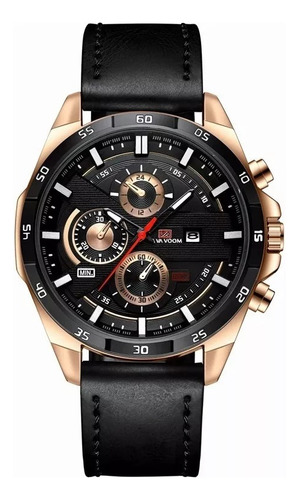 Reloj Hombre Elegante Cuarzo Piel Genuino A. Inoxidable