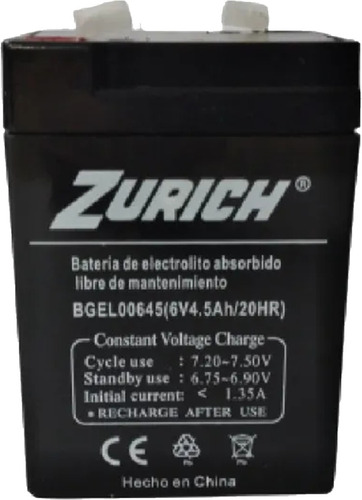 Imagen 1 de 10 de Bateria De Gel Recargable 6v 4.5ah Universal Auto Electrico