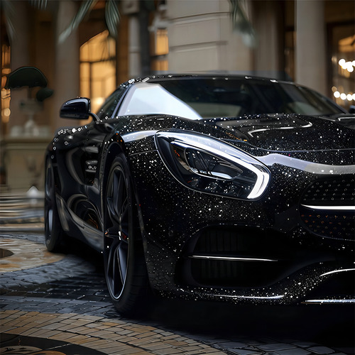 Vinil Automotriz Full Wrap Textura Glitter 1.52x18 Mts Color Glitter Glossy Black