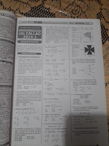 Imagen 4 de 10 de Libro De Examenes Universidad Del Callao Bloque 1